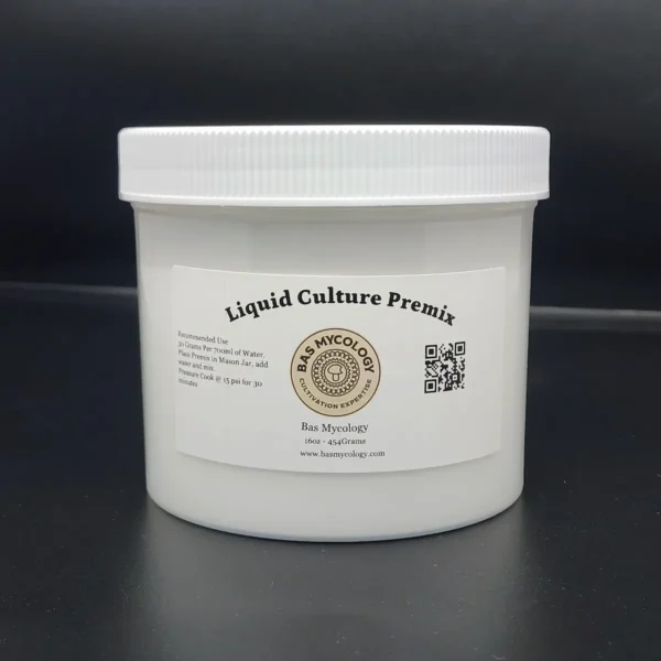 Liquid culture premix media one pound container with label