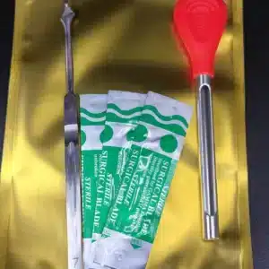 Gold Lab Pack. has a agar corer and scalpel with blades on packaging