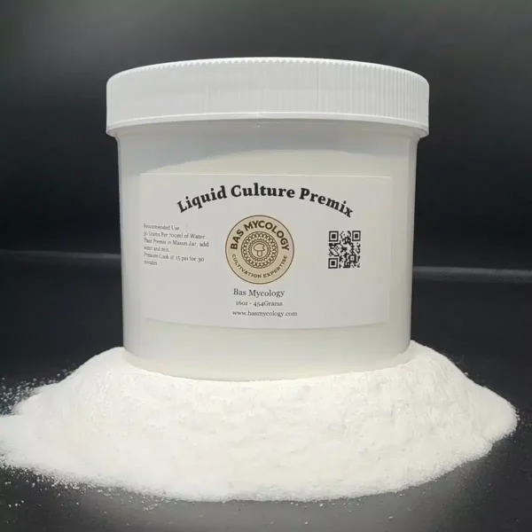 Liquid culture premix media one pound container with label