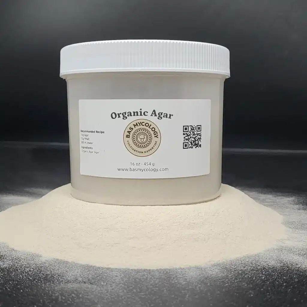 Home 11 Organic Agar for lab media use premix media one pound container with label