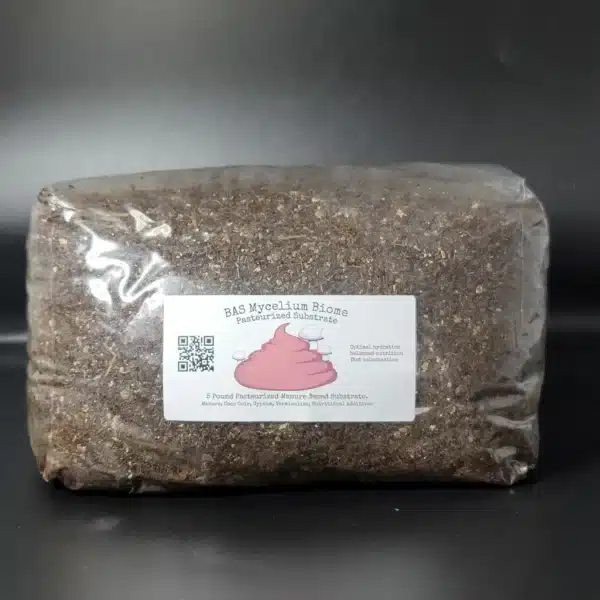 Mushroom cultivation substrate. Coconut coir, vermiculite, manure and gypsum.