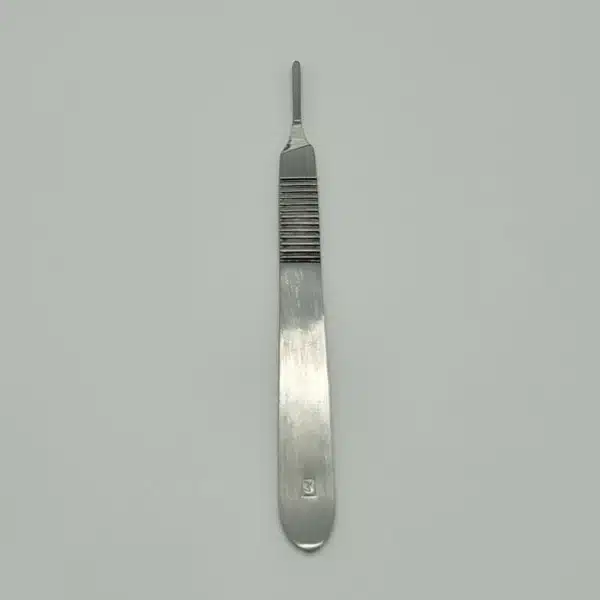 Number 3 stainless steel scalpel handle used for lab work